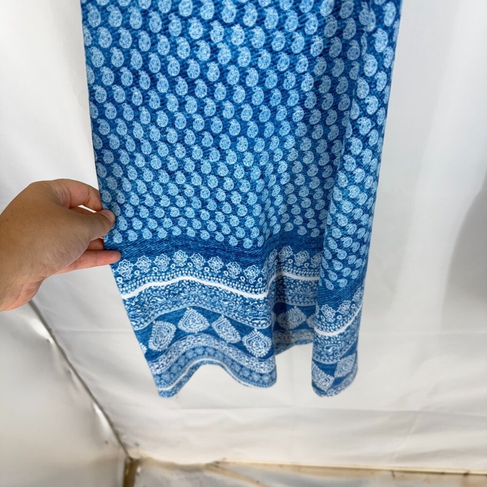 Show Me Your Mumu Women XL Bam Bam Bells Trouser Blue Paisley Pull On Pant 70s - Picture 2 of 9